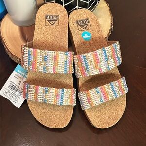 NWT Reef Multicolor‎ Cushion Vista Sandals Slip On Women’s Size 8